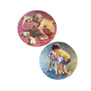 1980 Viletta “Best Friends” & “Feeding Time” Thorton by Thornton Utz Plates 8.5”
